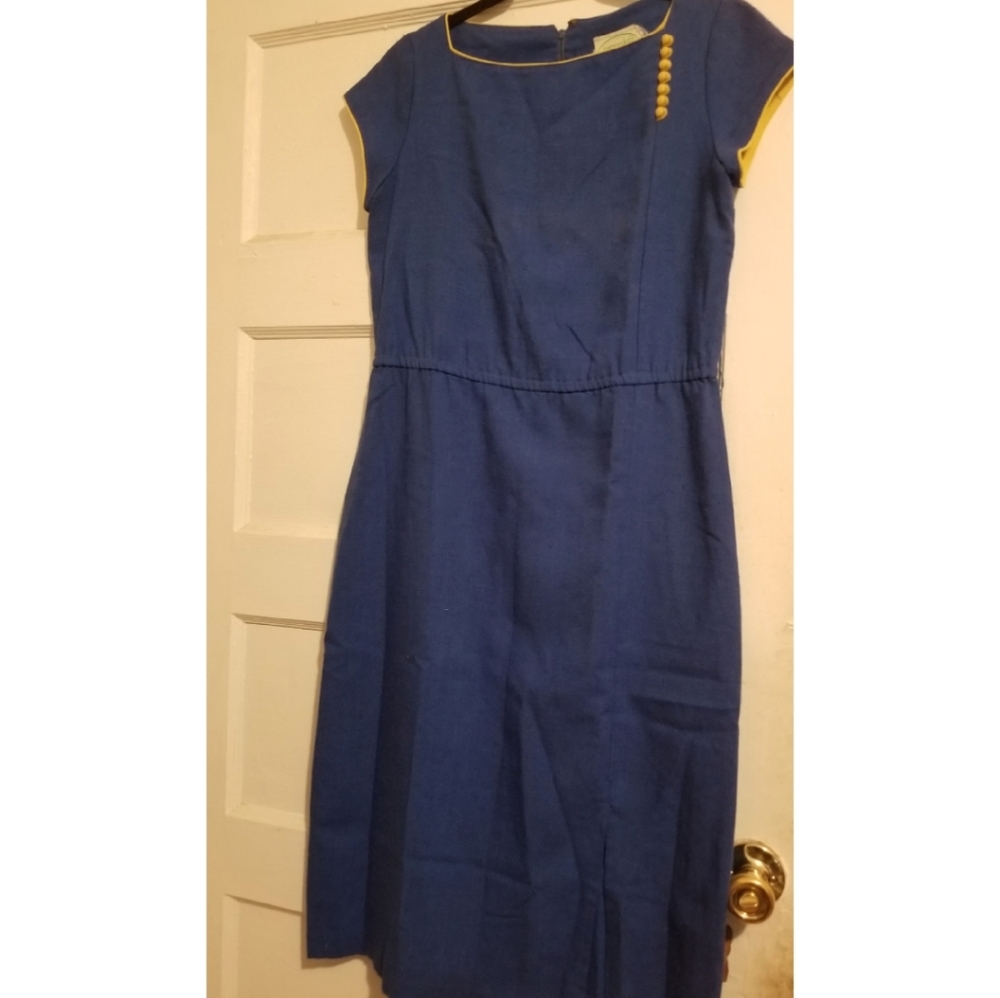 Blue Vintage Dress w/Yellow trim